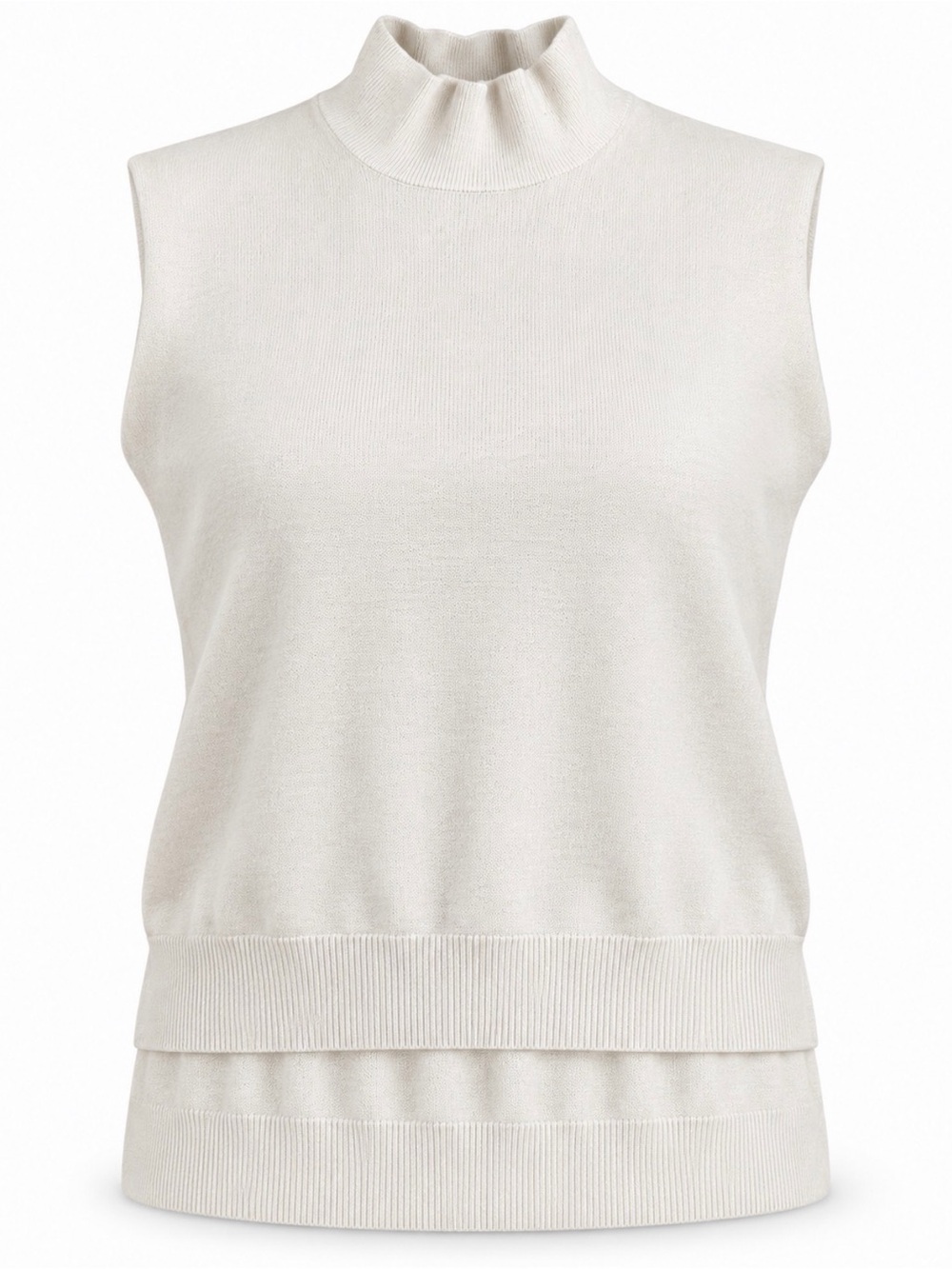 Gaudi' Sleeveless Cowl-Neck Sweater Vest in Cream